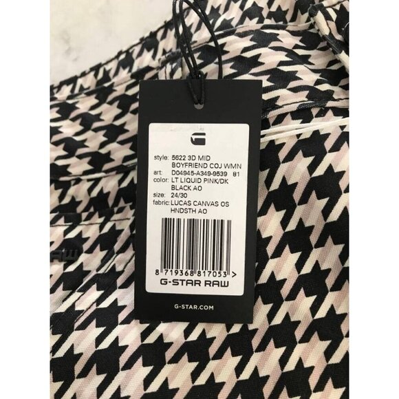 G-STAR Elwood 5622 3D Mid Waist Boyfriend Color Jeans Size 24 Houndstooth - Picture 5 of 7